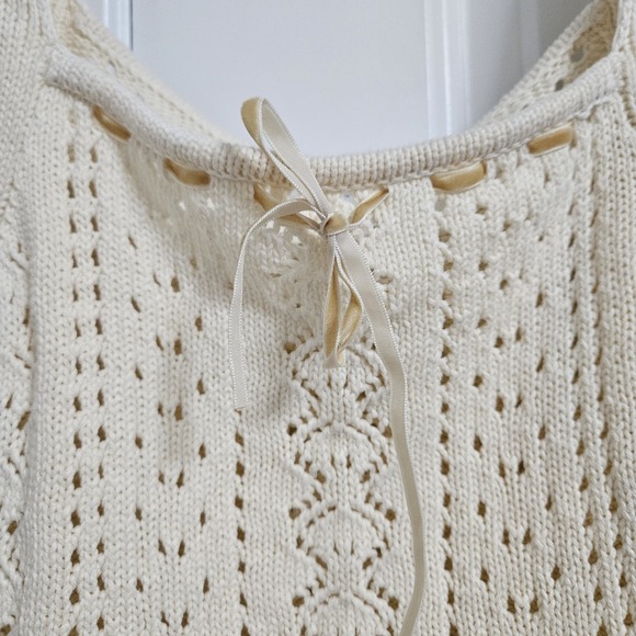 Haute Hippie Crochet Crop Top Women's Small Ivory Bohemian Flutter Sleeve EUC * - Picture 6 of 10